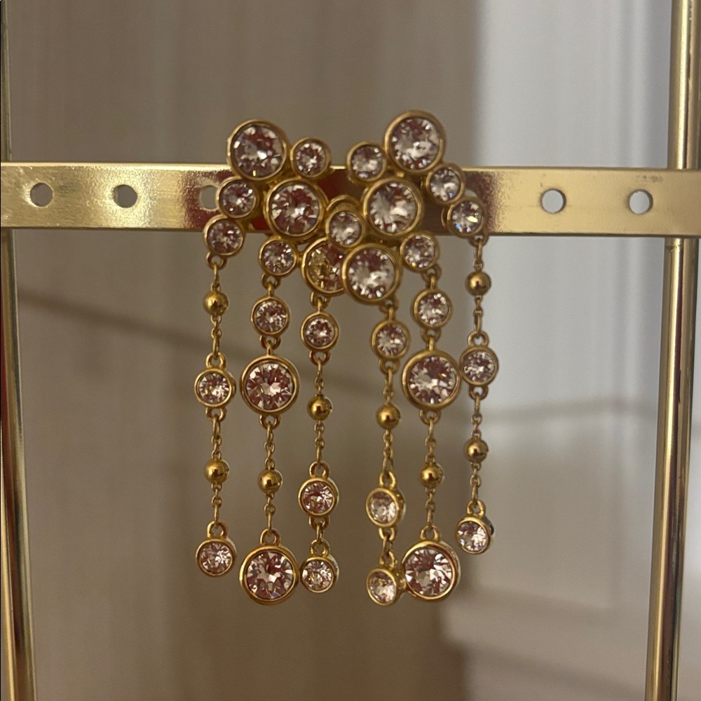 Swarovski Gold and Silver Crystal Earrings - Picture 2 of 2